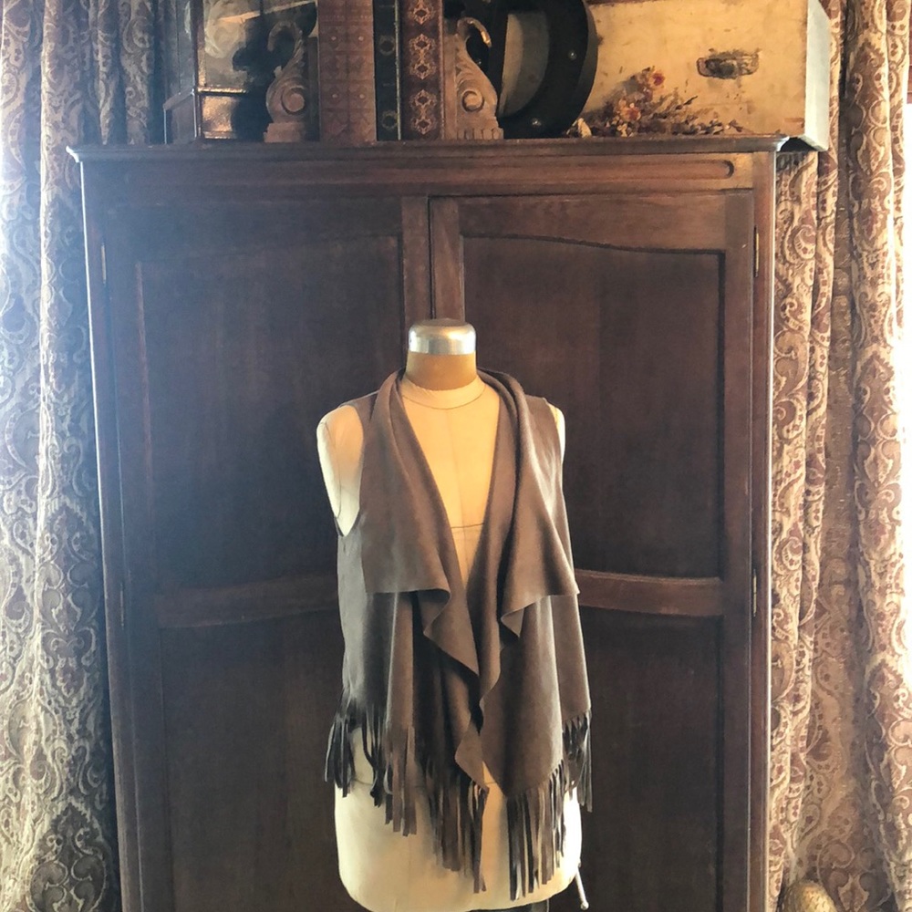 Faux Suede Fringe Vest